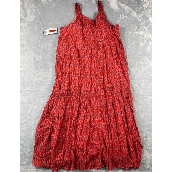 Joie Dress Womens Large Red Tea Rose Floral Relaxed Fit Sleeveless V-neck Casual - Picture 3 of 16